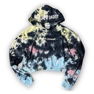 Barstool Sports Cropped Tie Dye Hoodie Women's Large Call Her Daddy I Am Unwell